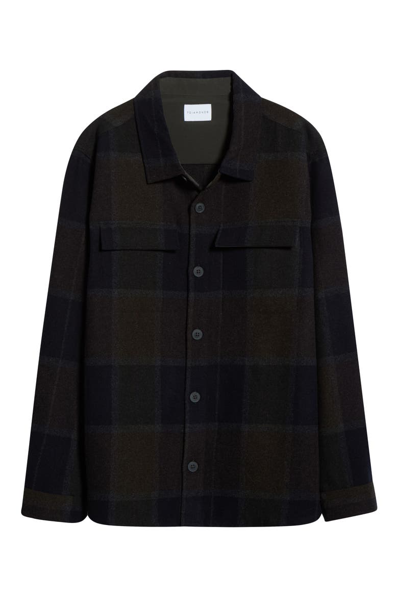 Windowpane Check Wool Blend Button-Up Overshirt, Alternate, color, INDIGO
