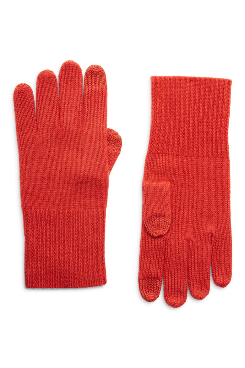 Cashmere Tech Gloves, Main, color, RED AURORA