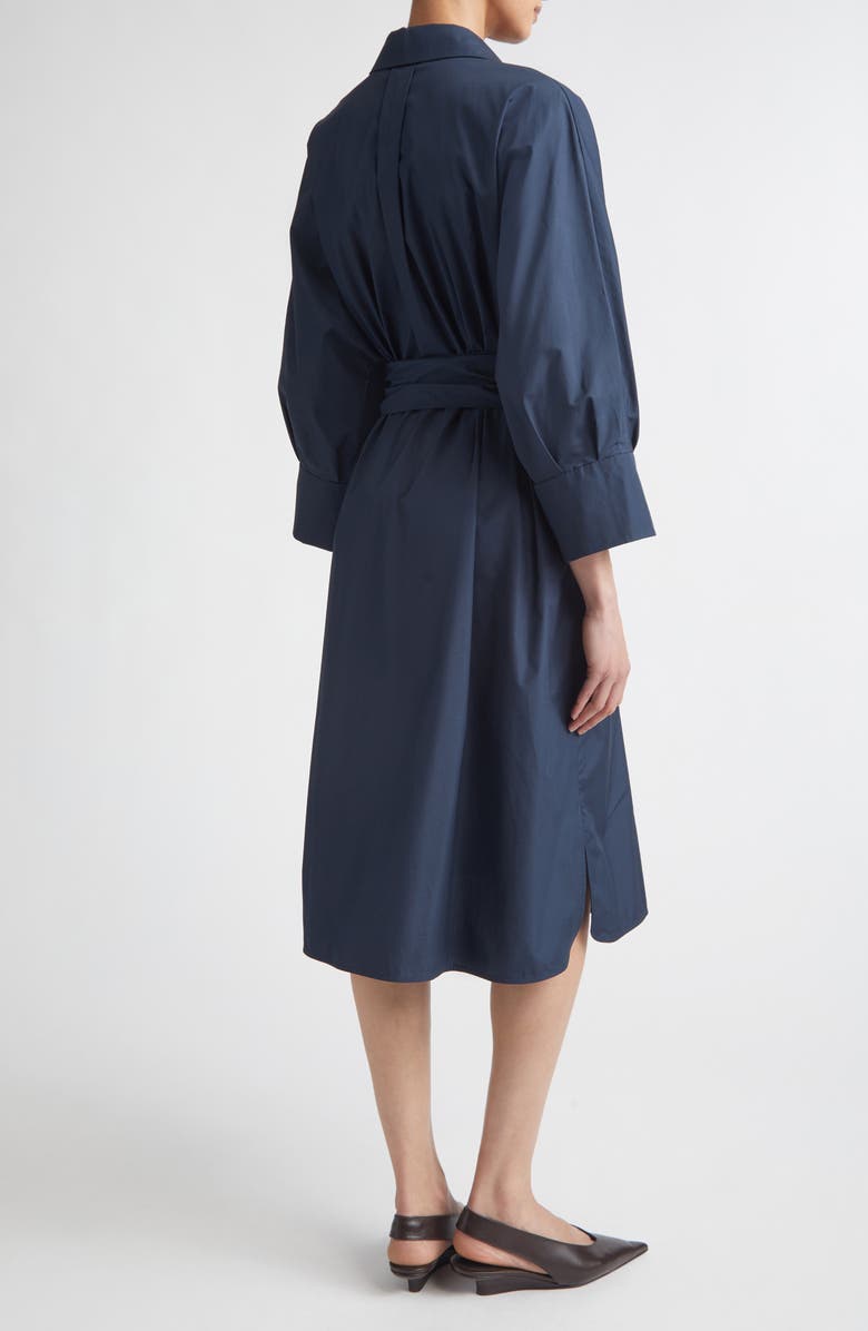 Max Mara Tabata Long Sleeve Cotton Shirtdress, Alternate, color, Midnight Blue