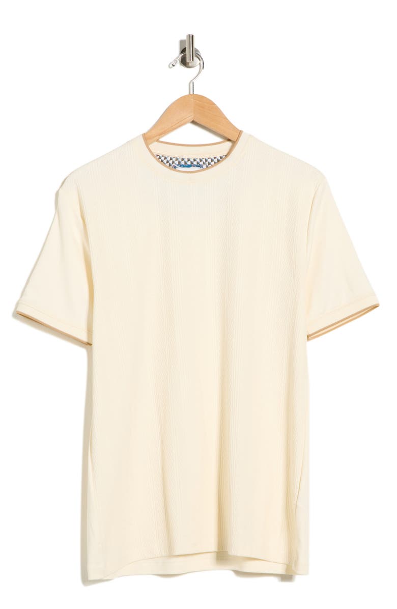 DENIM AND FLOWER Vertical Texture Crewneck T-Shirt, Main, color, Cream