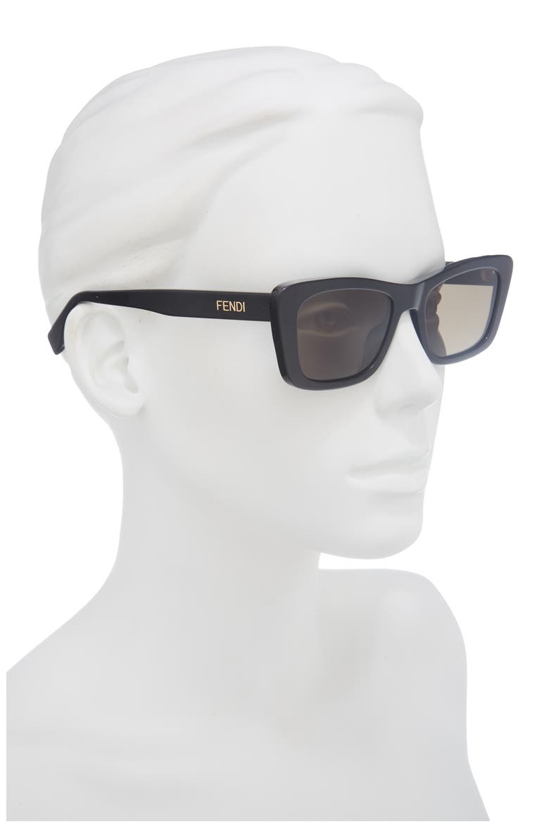 Lettering 53mm Cat Eye Sunglasses, Alternate, color, SHINY BLACK / GREEN