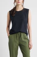 Caslon® Cap Sleeve Linen Blend Top