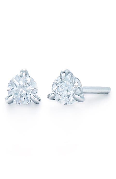 Round Brilliant Cut Diamond & Platinum Stud Earrings - .25ct.