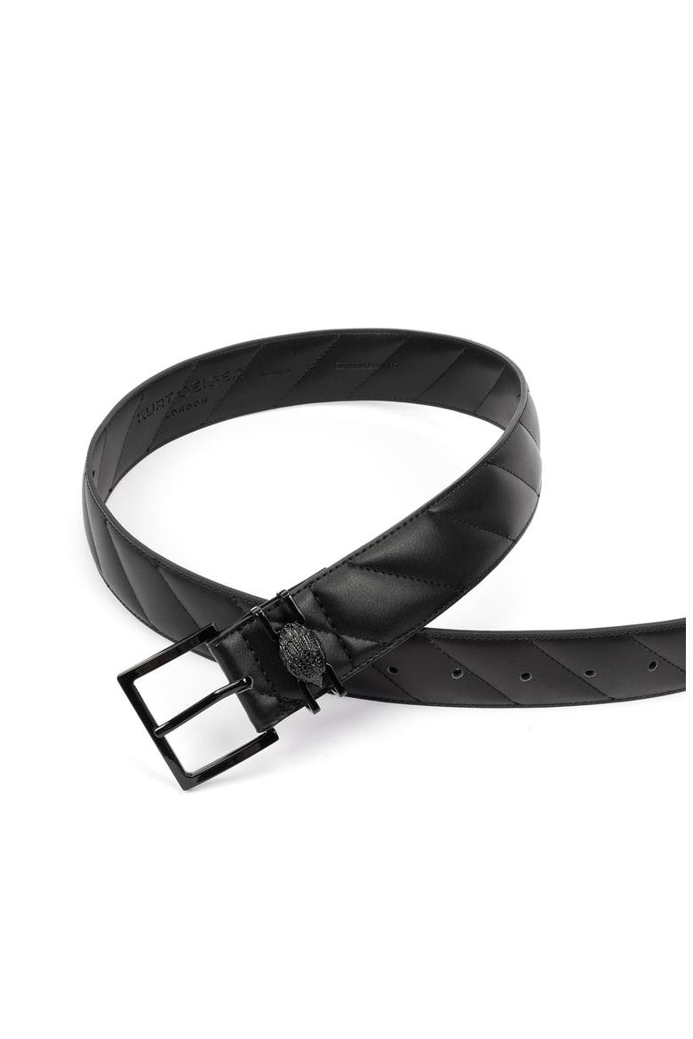 Quilted Leather Belt, Alternate, color, BLACK/ POWDER COAT BLACK