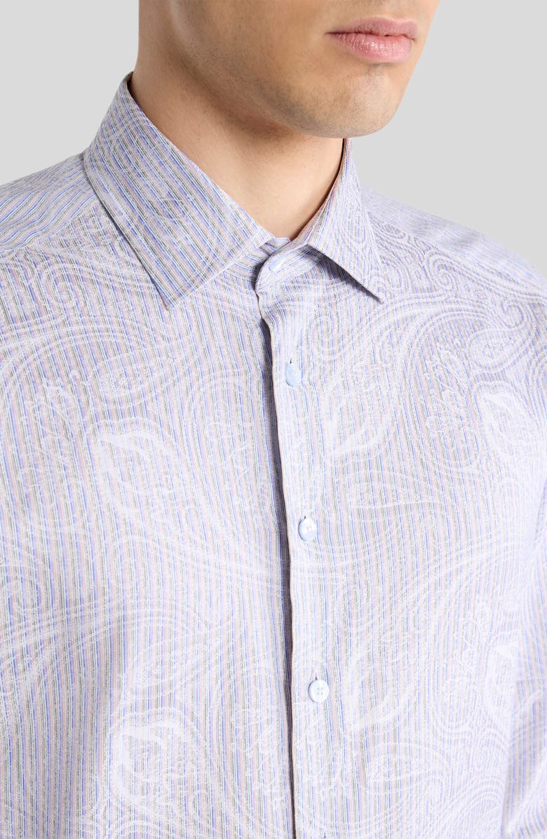 Etro Roma Regular Fit Stripe Paisley Jacquard Cotton Dress Shirt, Alternate, color, Var. Multicolor F.do Viola