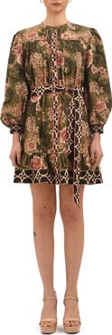 Celina Moon Rosette Floral Long Sleeve Minidress