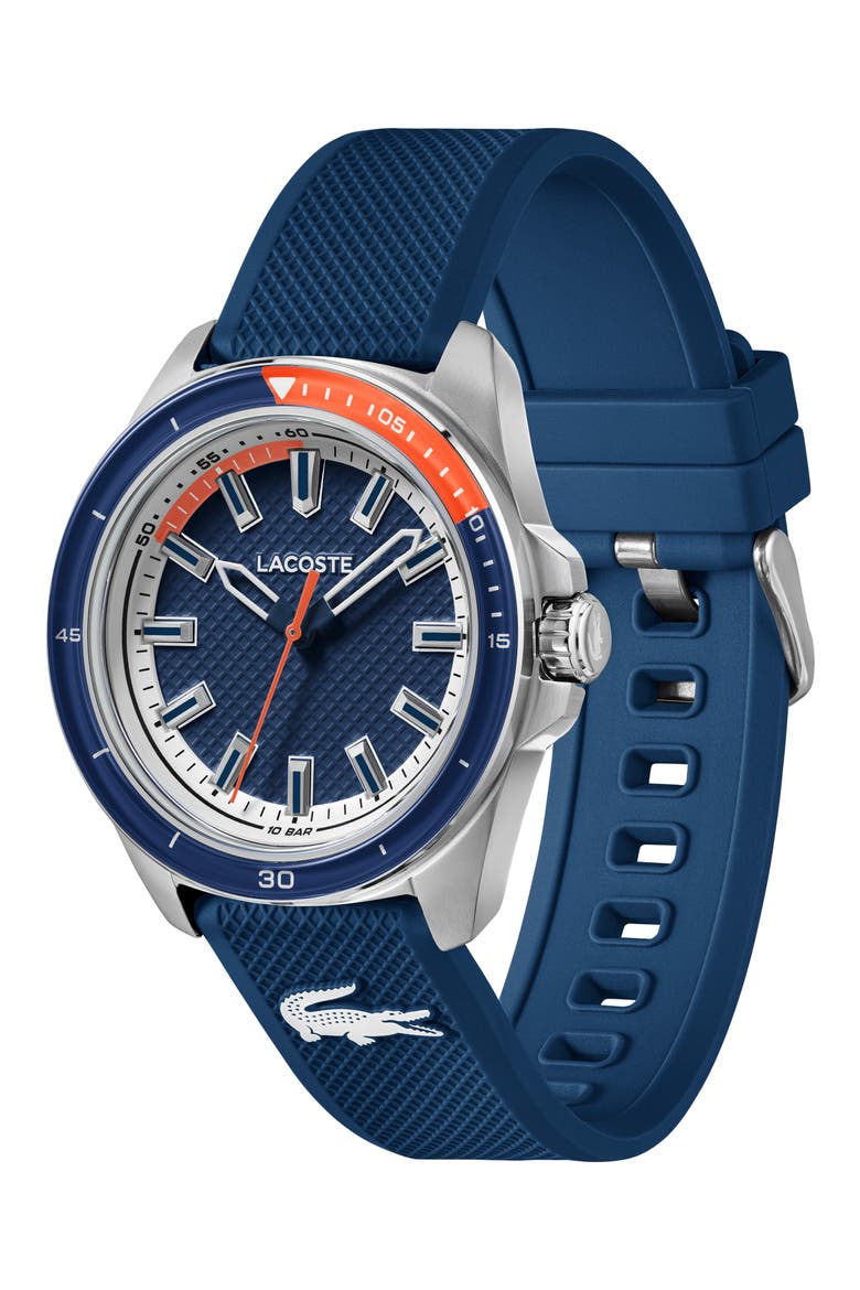 Capbreton Silicone Strap Watch, 43mm, Alternate, color, BLUE