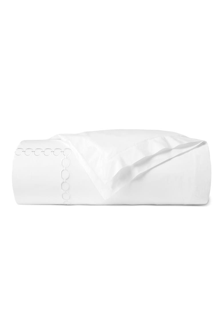 Catena Border Print Cotton Duvet Cover, Main, color, WHITE/ LUNAR