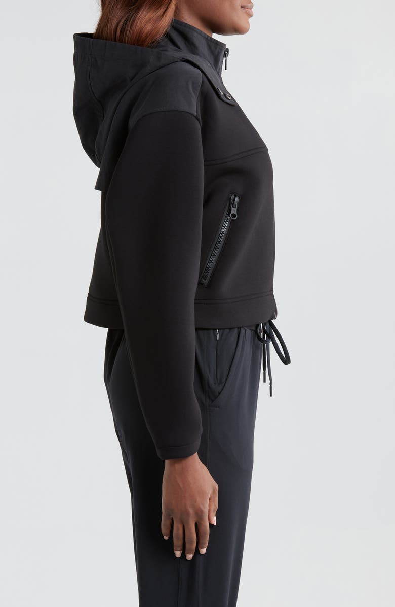 Blanc Noir Mixed Media Cotton Blend Crop Jacket, Alternate, color, 