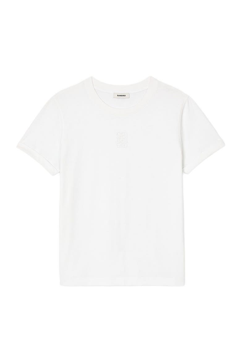 Cotton T-shirt with embroidery, Alternate, color, White