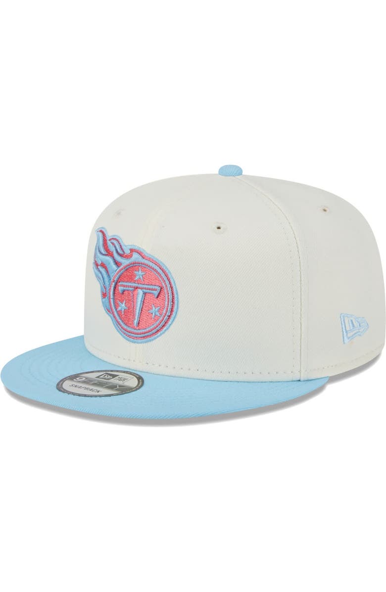 New Era Men's New Era Cream/Light Blue Tennessee Titans Two-Tone Color Pack 9FIFTY Snapback Hat, Main, color,
