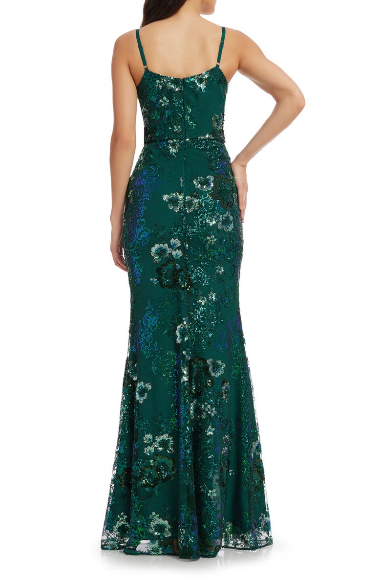 Dress the Population Tori Floral Sequin Mermaid Gown, Alternate, color, 