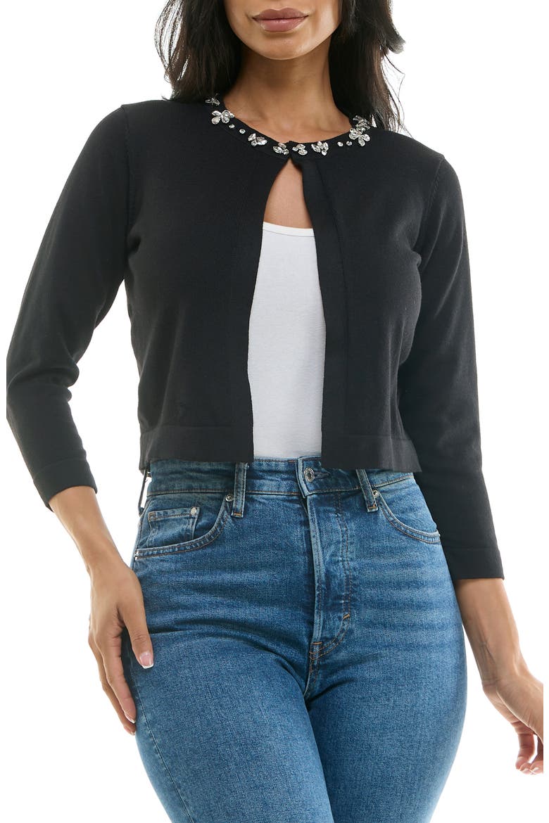Embellished Bolero Cardigan, Main, color, BLACK