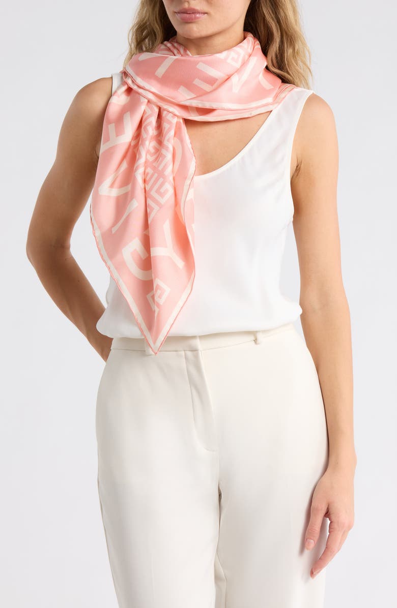 Givenchy 4G Logo Silk Square Scarf, Main, color, Flamingo Natural