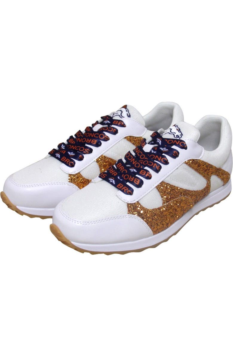 CUCE Women's Cuce White Denver Broncos Glitter Sneakers, Main, color,