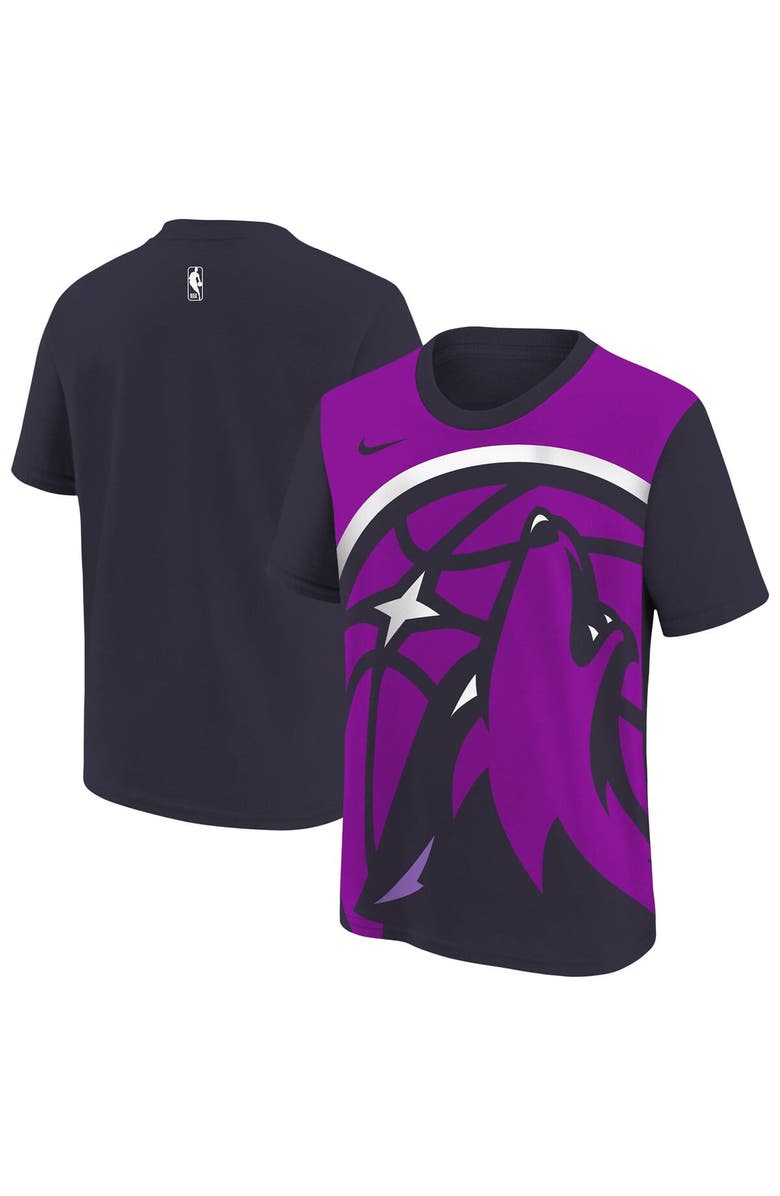 Nike Youth Nike Purple/Navy Minnesota Timberwolves 2025/26 City Edition Max90 T-Shirt, Main, color, Purple