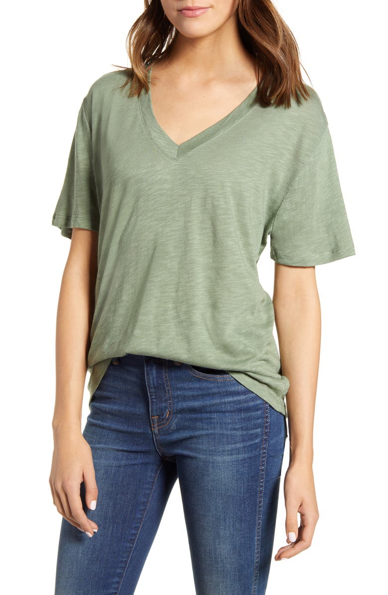 Splendid V-Neck Slub Jersey Tee, Main, color, 