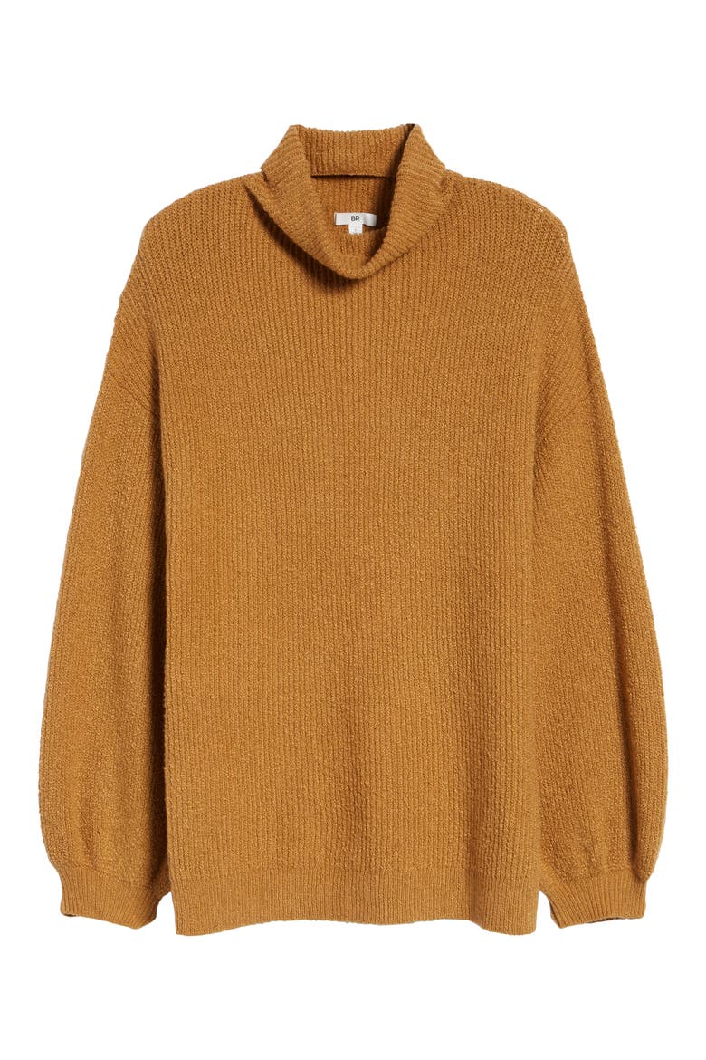 Knit Funnel Neck Tunic, Alternate, color, BROWN CATTAIL