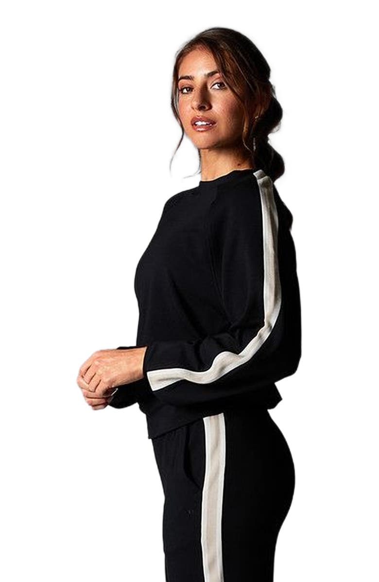 Tavi Ease Crew Stripe Sweatshirt, Alternate, color, Ebony Coconut