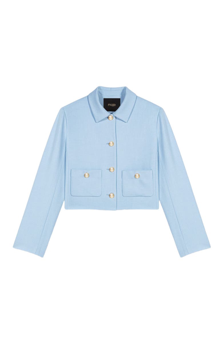 maje Short single-breasted jacket, Alternate, color, Blue Sky