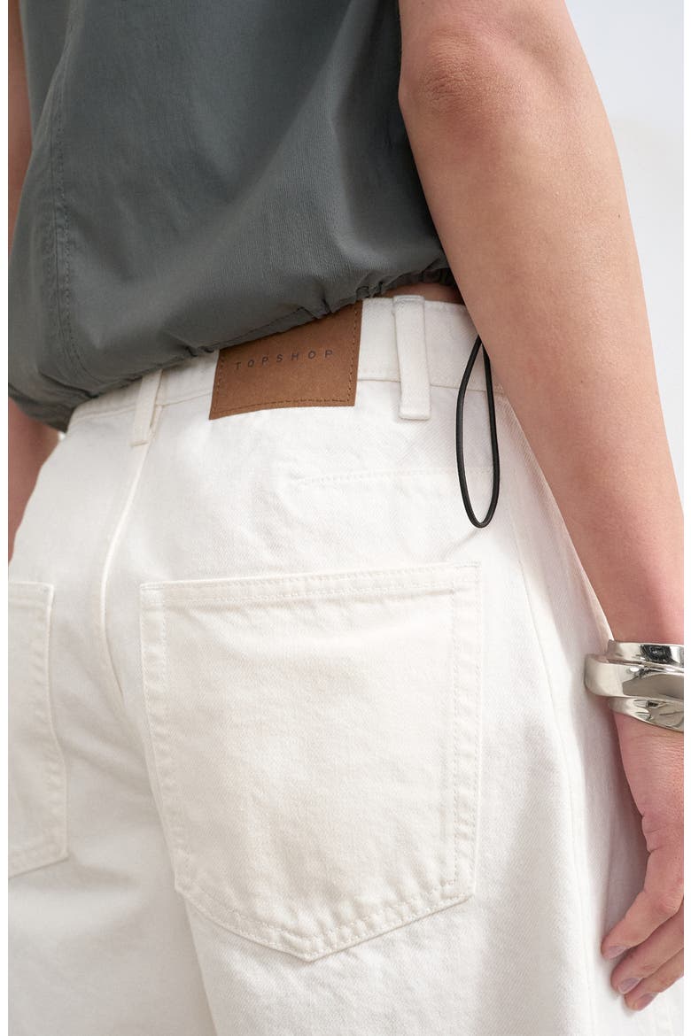Barrel Leg Jeans Shorts, Alternate, color, MBLUE