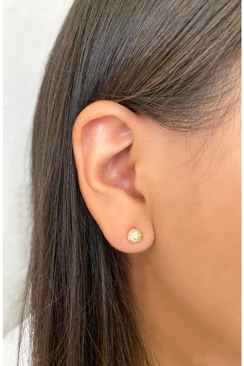 Pav� Diamond Ball Stud Earrings, Alternate, color, D0.36 18KYG