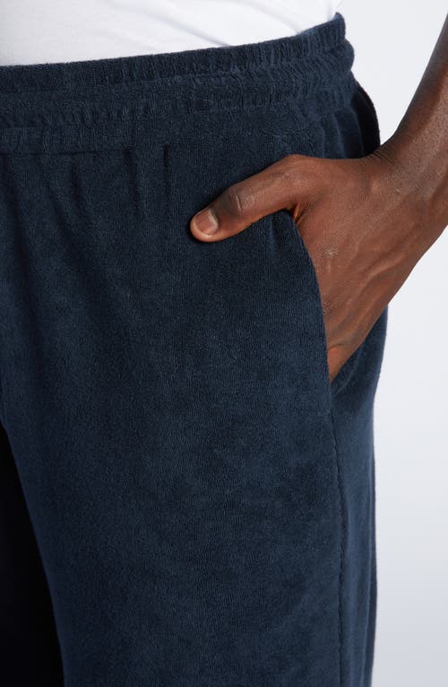 Moncler Dark Blue Terry Fabric Bermuda Shorts In Dark Navy Blue