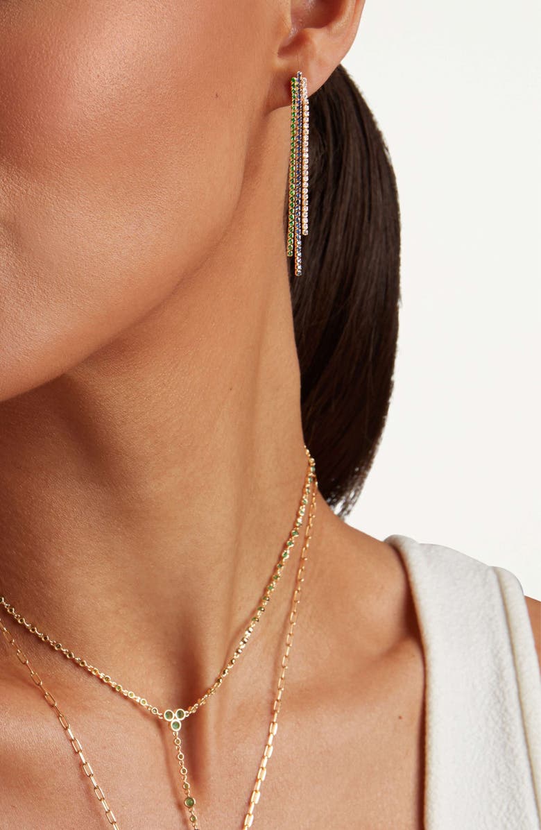 SHAY Triple Thread Gemstone Linear Earrings, Alternate, color, 