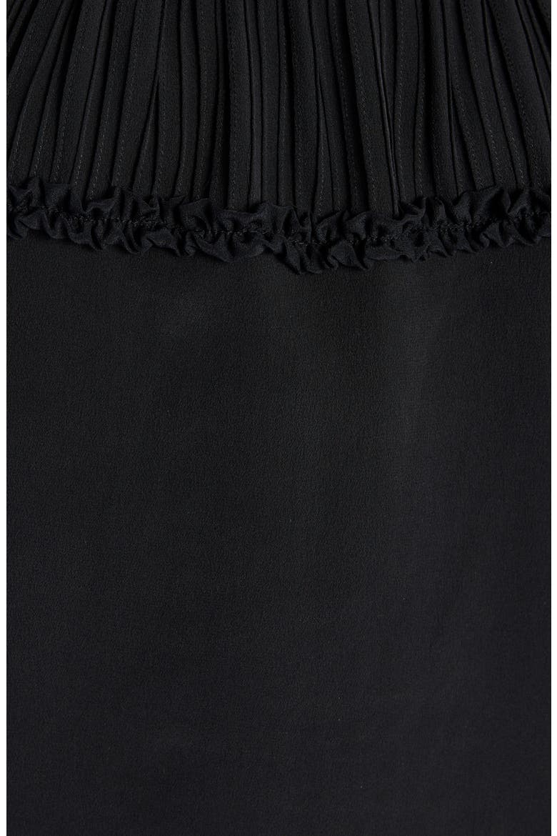 Ruffle Yoke Long Sleeve Silk Crêpe de Chine Minidress, Alternate, color, BLACK