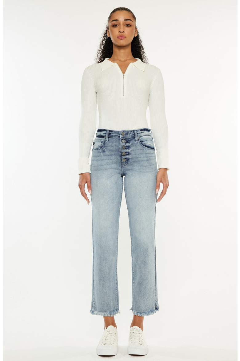 Morgana Essentials High-Rise Straight-Fit Jeans, Main, color, Light Wash