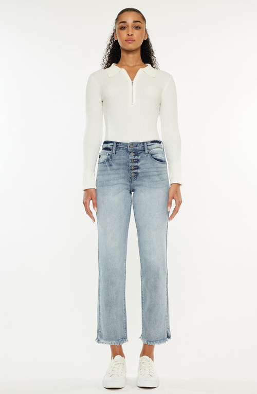 Kancan Morgana Essentials High-rise Straight-fit Jeans In Blue