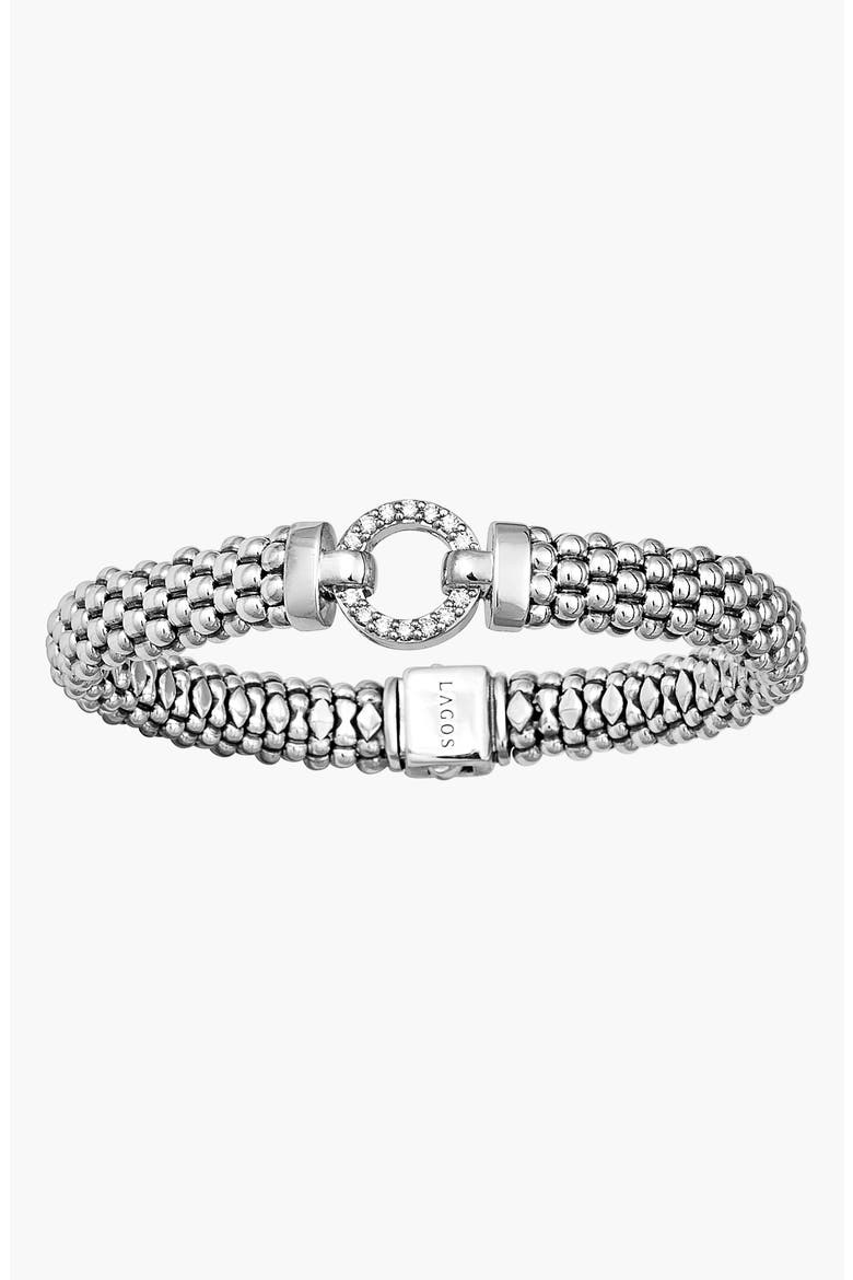 Enso Circle Game Diamond Caviar Rope Bracelet, Alternate, color, SILVER