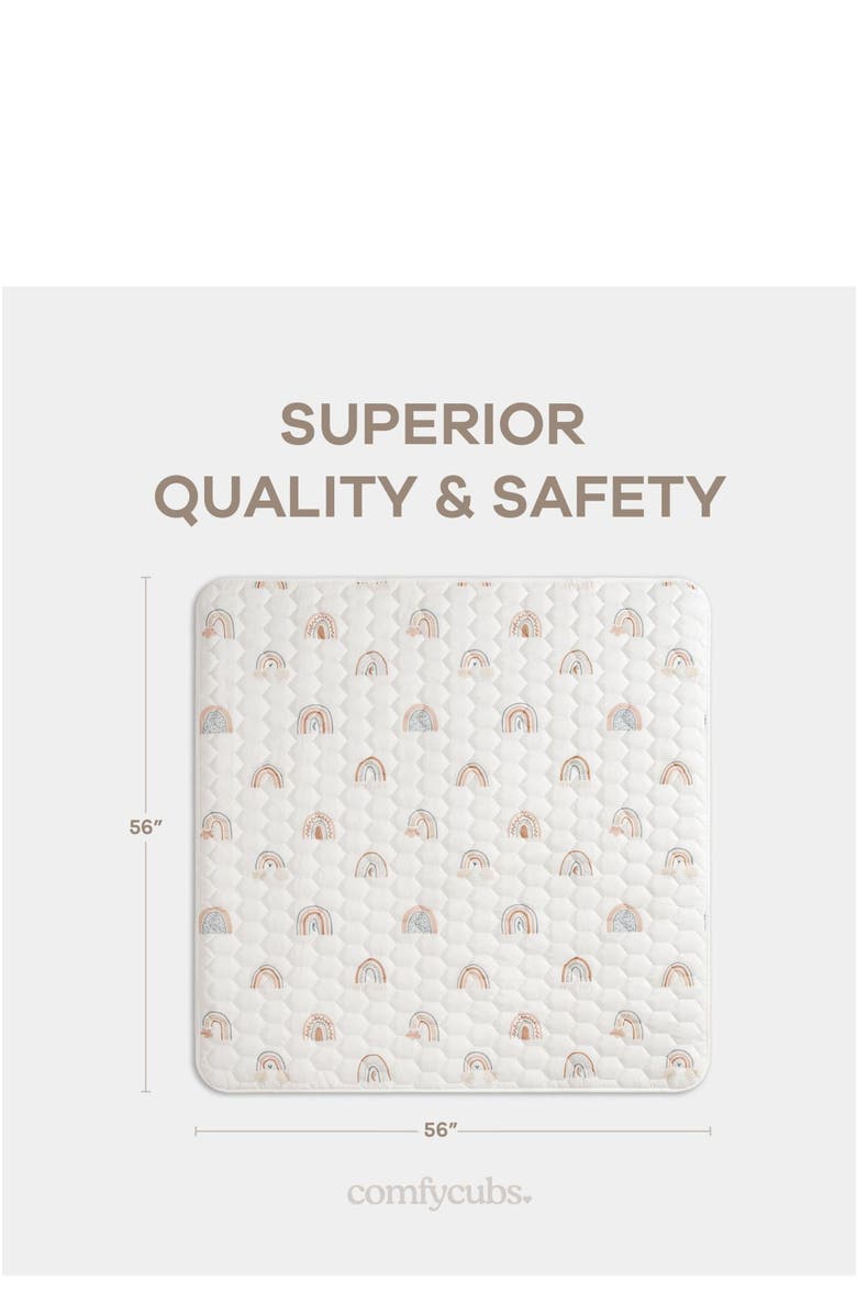 Comfy Cubs Premium Play Mat with Non-Slip Bottom, Square 56x56, Alternate, color, Rainbow