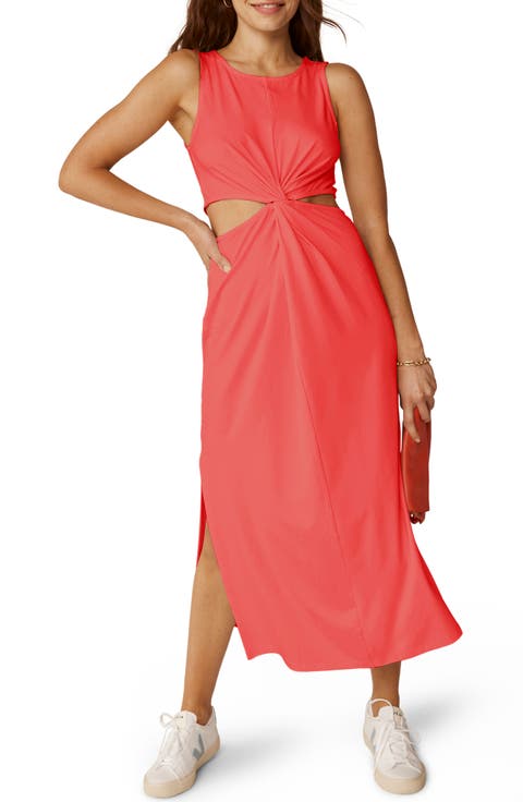 Around the World Front Twist Midi Dress