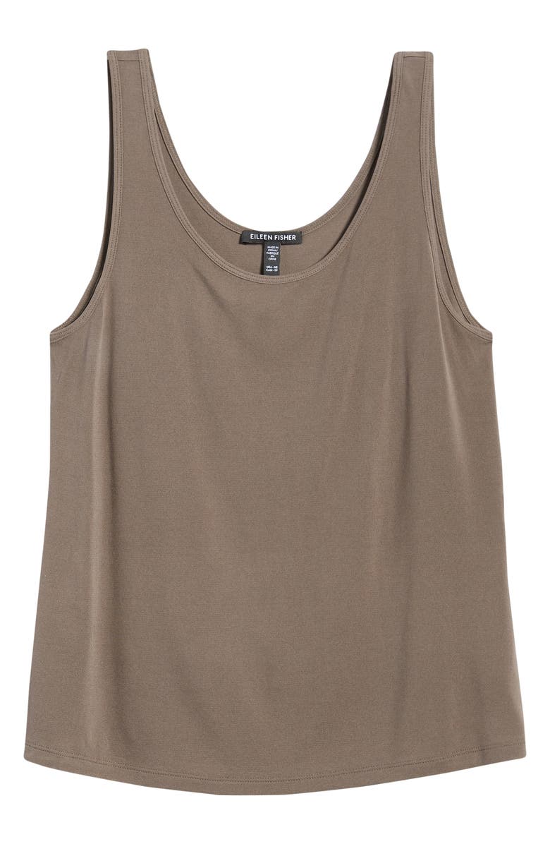 Eileen Fisher Slim Fit Scoop Neck Silk Tank, Alternate, color, Rye
