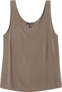 Eileen Fisher Slim Fit Scoop Neck Silk Tank