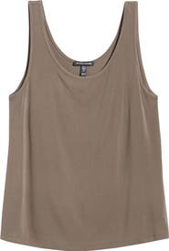 Eileen Fisher Slim Fit Scoop Neck Silk Tank