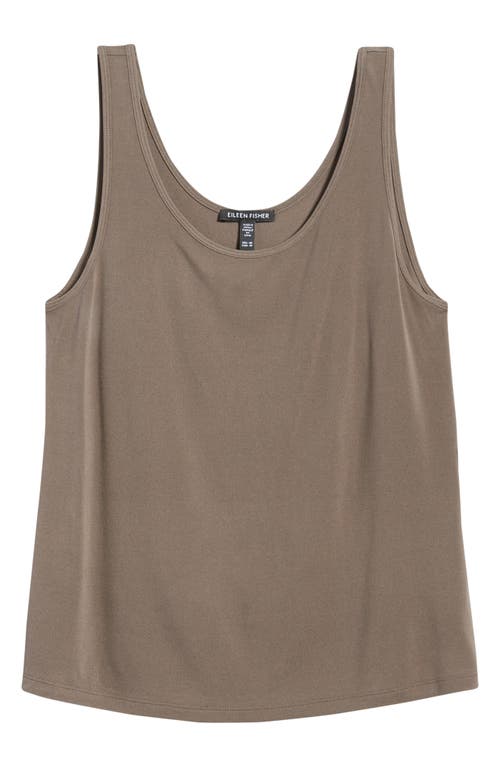 Eileen Fisher Slim Fit Scoop Neck Silk Tank In Brown