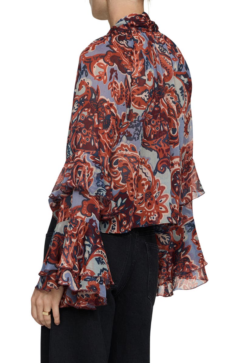 MANGO Ruffle Paisley Print Top, Alternate, color, 