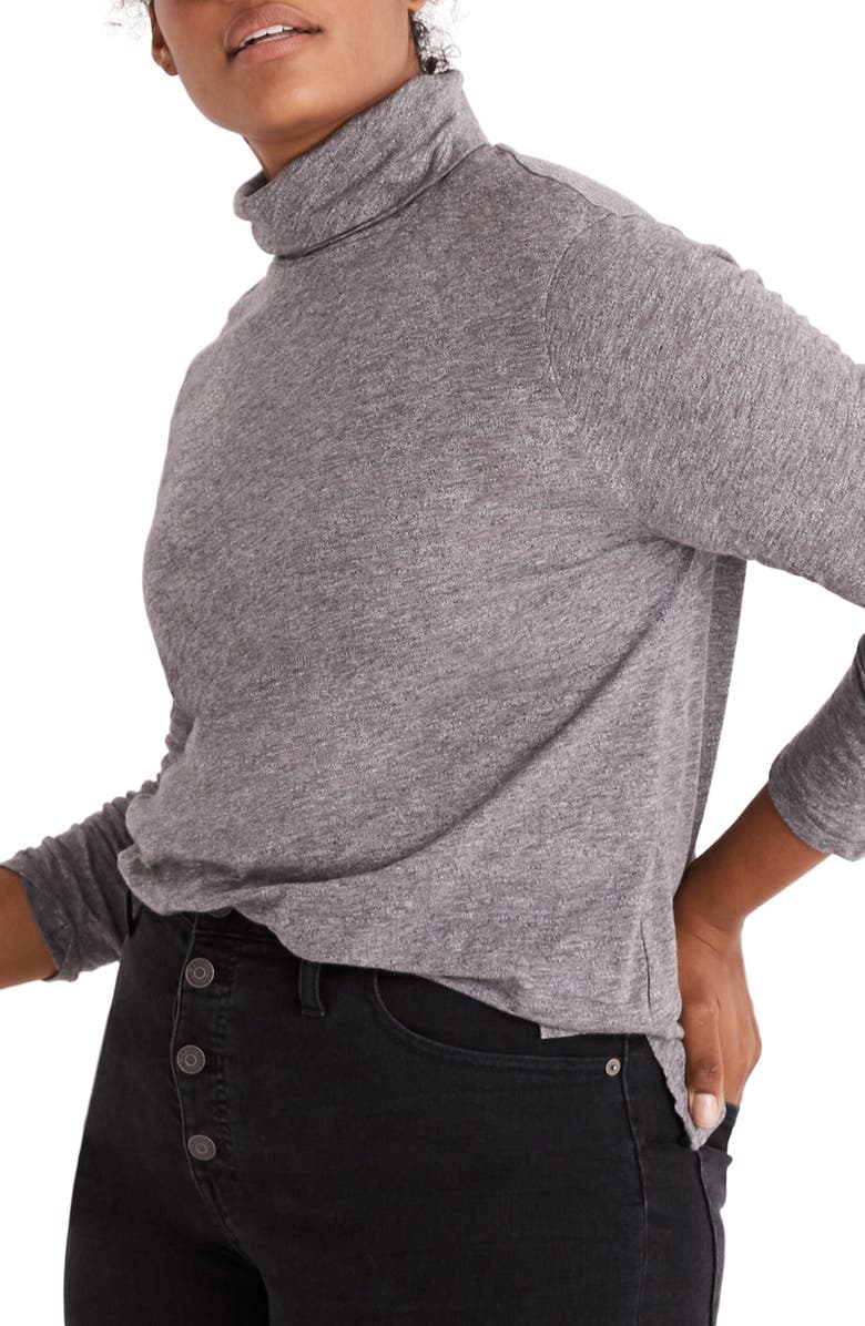 Madewell Whisper Cotton Turtleneck Top, Alternate, color, 