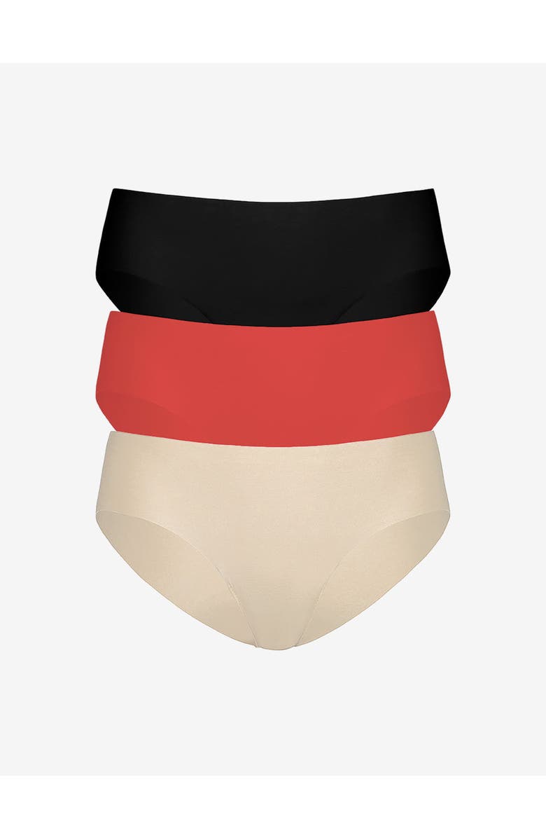 Commando Cotton Bikini 3-Pack, Main, color, Black/Poppy/Beige