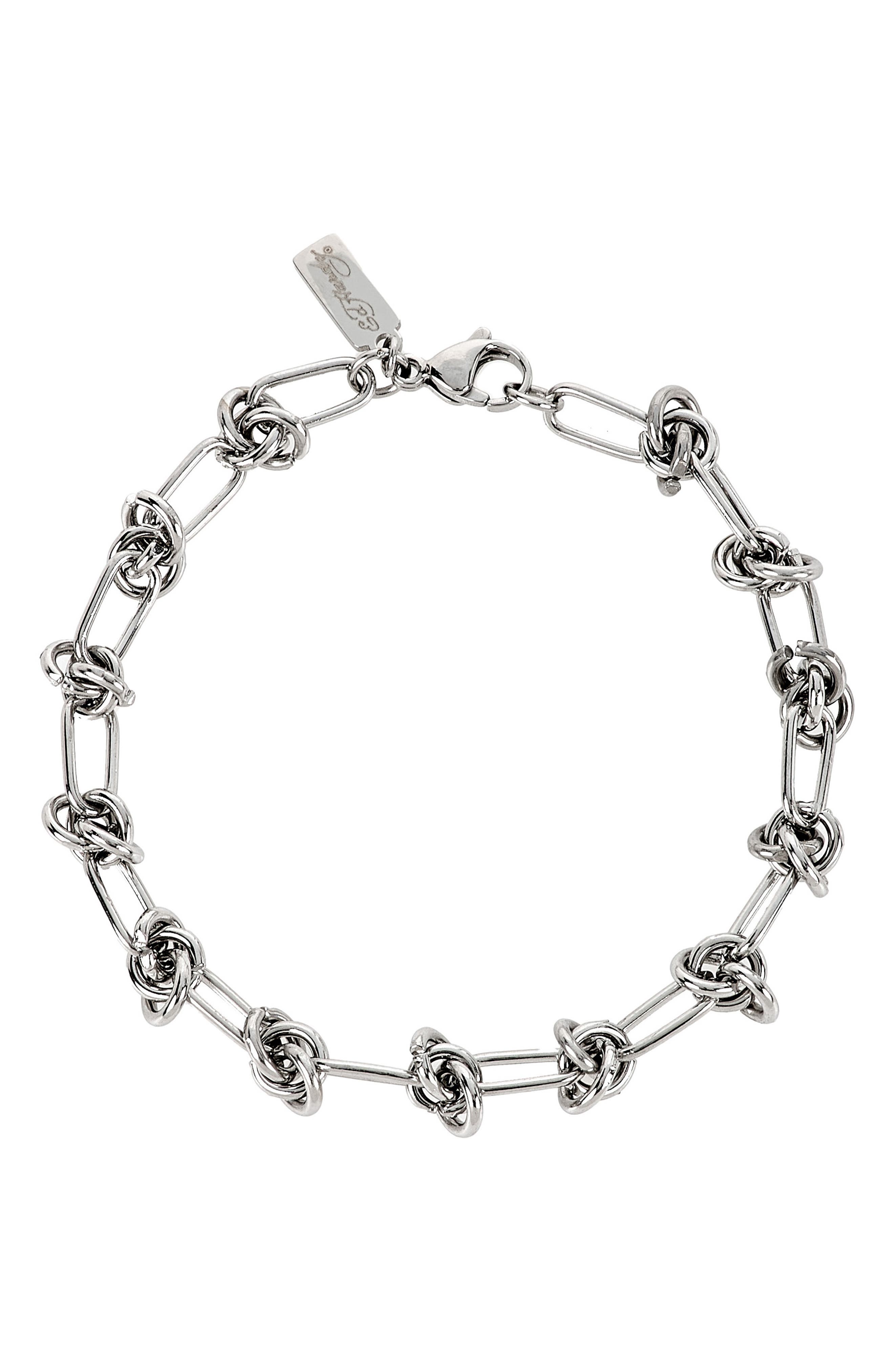 Men's Stainless Steel Knot Station Chain Bracelet