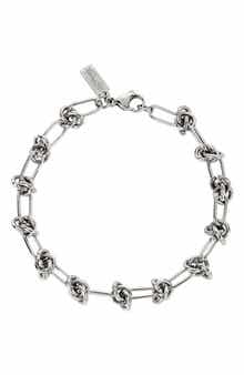 Men's Stainless Steel Knot Station Chain Bracelet