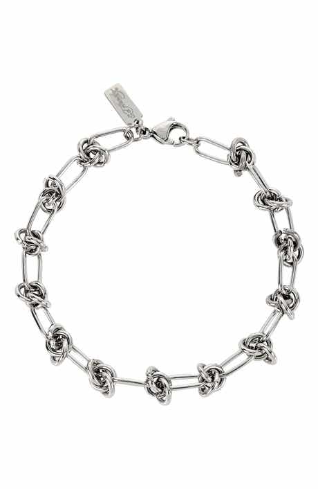 Men's Stainless Steel Knot Station Chain Bracelet