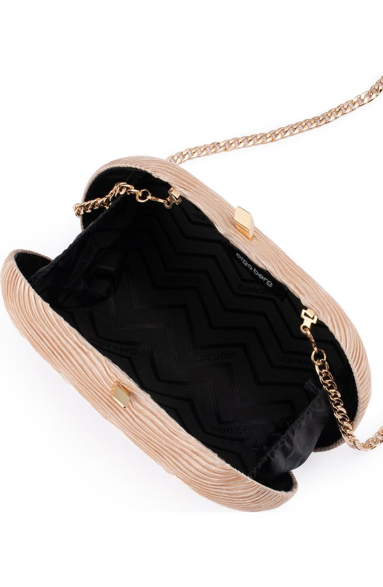 Olga Berg Natalie Pleated Oval Clutch, Alternate, color, Champagne