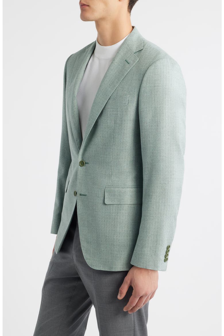 Trim Fit Light Green Check Textured Silk & Wool Sport Coat, Alternate, color, LIGHT GREEN