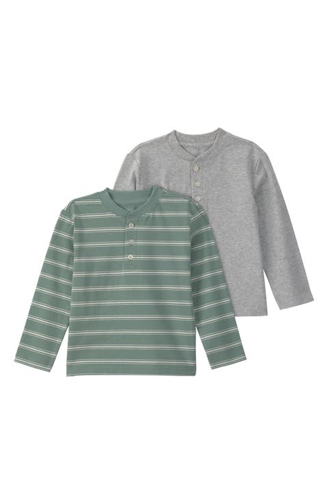 Kids' 2-Pack Striped Henley T-Shirts