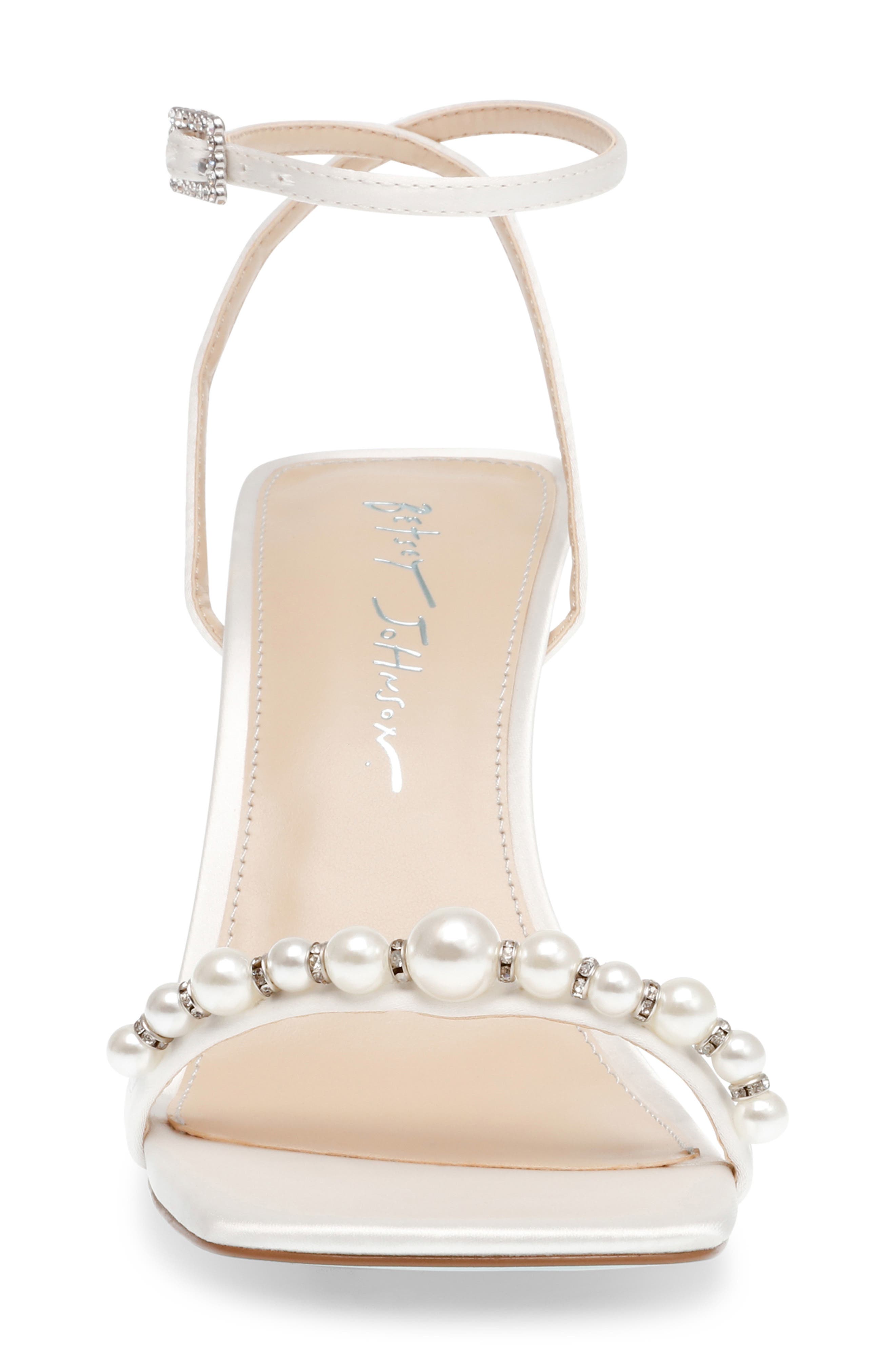 Jacy Imitation Pearl Ankle Strap Sandal, Alternate, color, IVORY