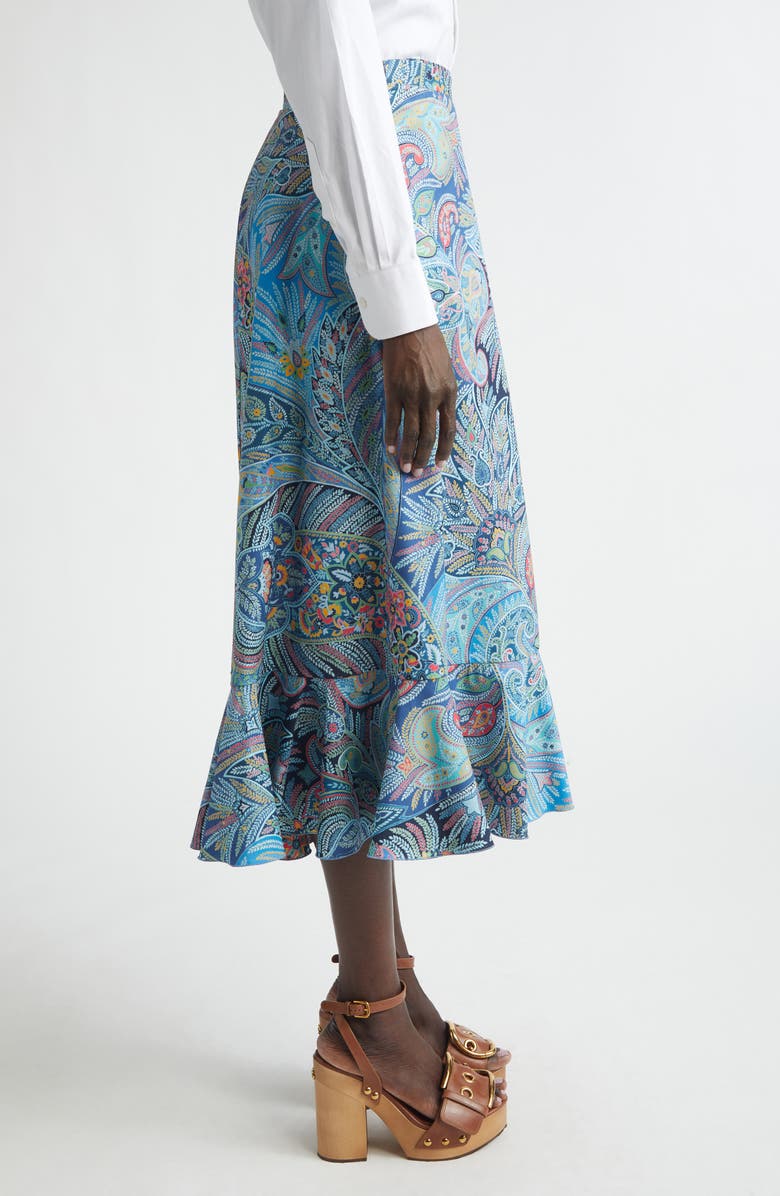 Etro Paisley Print Wrap Skirt, Alternate, color, Print On Blue Base