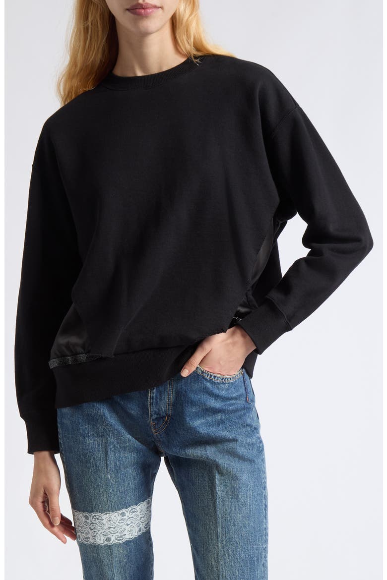 Paneled Bead Trim Sweatshirt, Main, color, BLACK